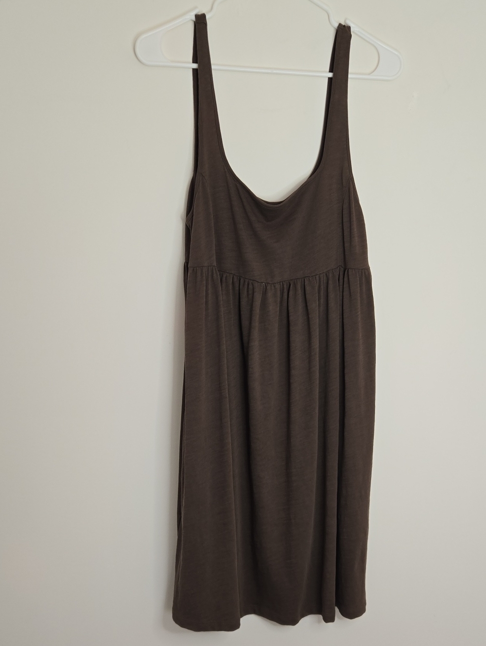 Nation Sleeveless Brown Scoop Neck Dress Pockets Normcore Quiet Luxury Small